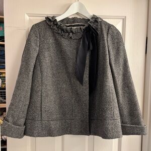 J Crew jacket/cape style short coat. Herringbone pattern.